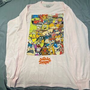 Nickelodeon Womens Small Pink Cotton Long Sleeve Shirt‎